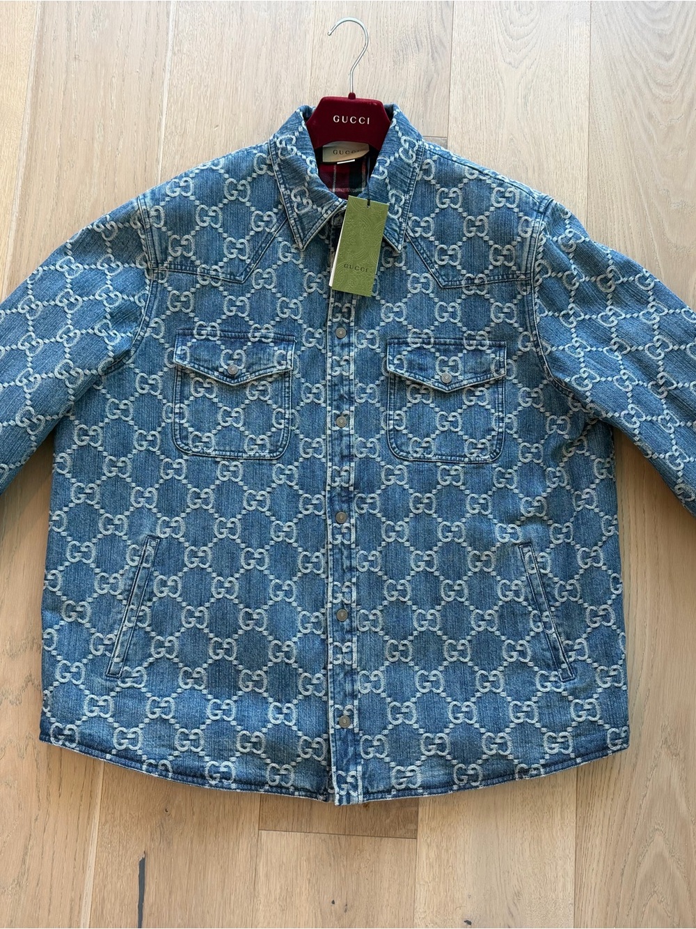 Gucci monogram denim jacket Jacquard sz 58 blue GG men - Picture 2 of 10